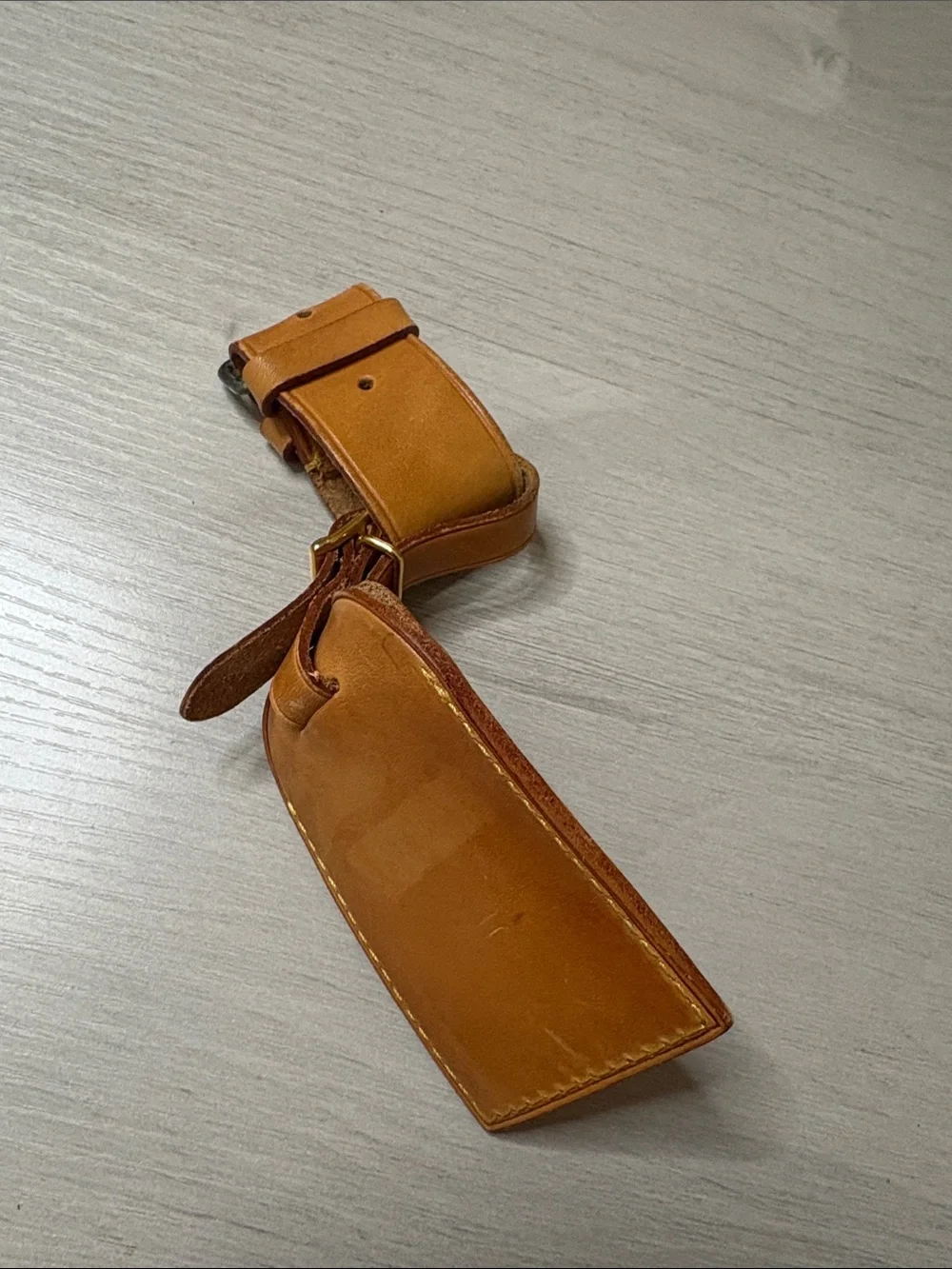 Louis Vuitton Tan Leather Luggage Tag with Strap